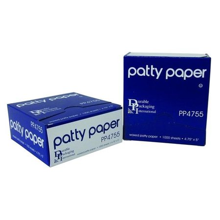 DURABLE PACKAGING Durable Packaging PP4755 4.75 x 5 in. Patty Paper Waxed; White - Case of 24000 PP4755